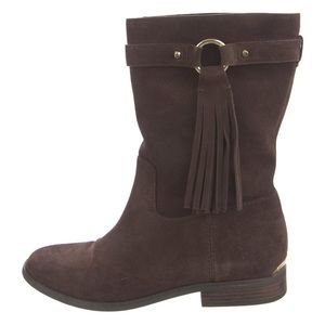 Michael Kors - brown suede boots - gold buckle with tassel - size 7.5